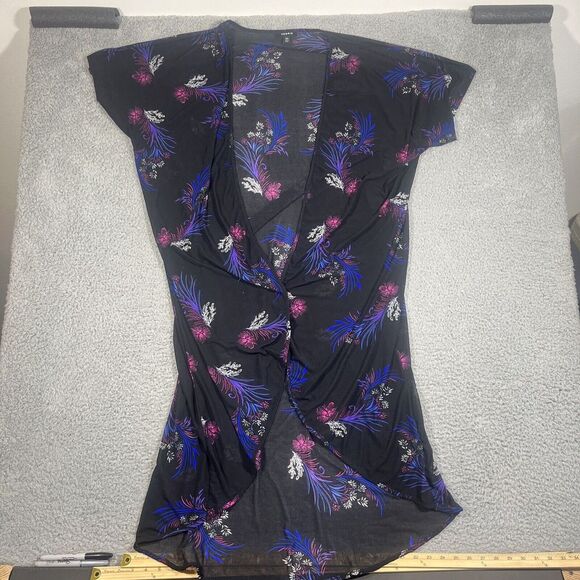 Torrid Chiffon Transparent Maxi Hi-Lo Kimono Black Corral 1/2 Fairy Goth Witchy - Picture 1 of 5